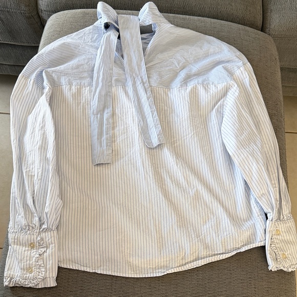 Zara Tops - Zara Striped Women’s Tie-Neck Shirt